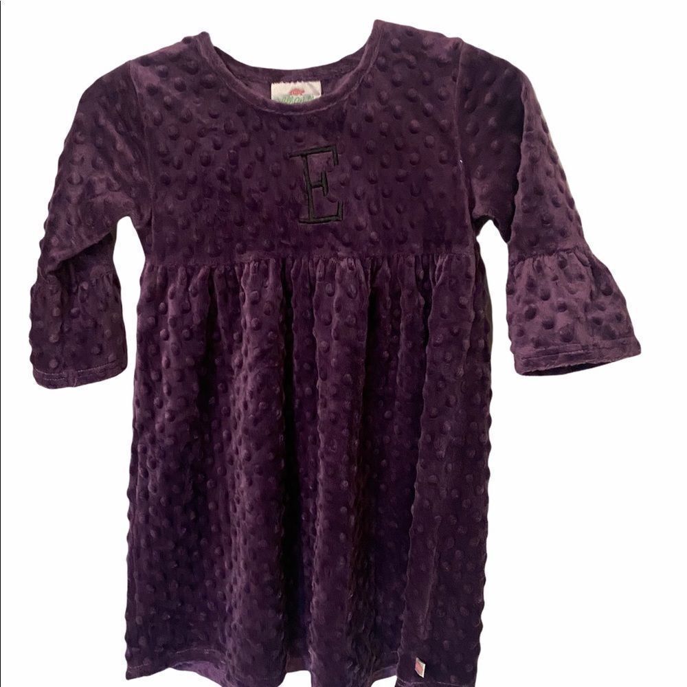 “E” Lolly  Wolly Doodle Velour/Velvet Monogramed Dress • Size 6/7
